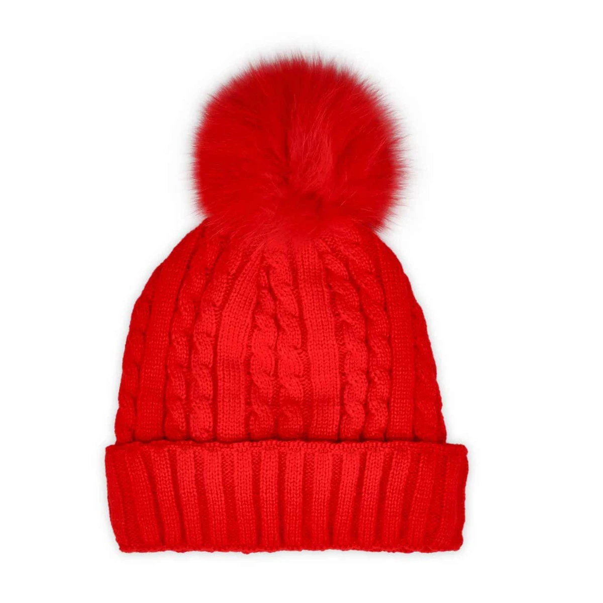 SoftMoc Women's Cable Stitch Hat With Fur Pom 3 SoftMoc Women's Cable Stitch Hat With Fur Pom